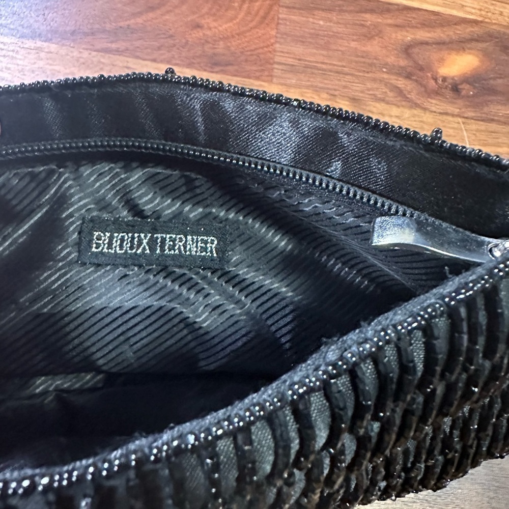 Black Beaded Evening Shoulder Bag - Picture 8 of 10